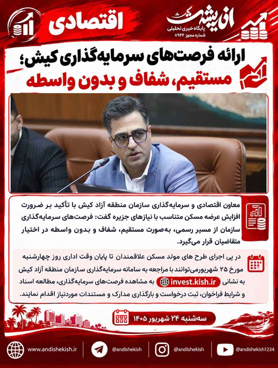 ارائه فرصت‌های سرمایه‌گذاری کیش؛ مستقیم، شفاف و بدون واسطه