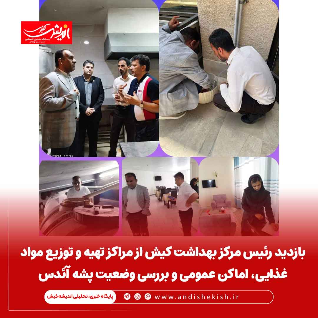 بازدید رئیس مرکز بهداشت کیش از مراکز تهیه و توزیع مواد غذایی، اماکن عمومی و بررسی وضعیت پشه آئدس
