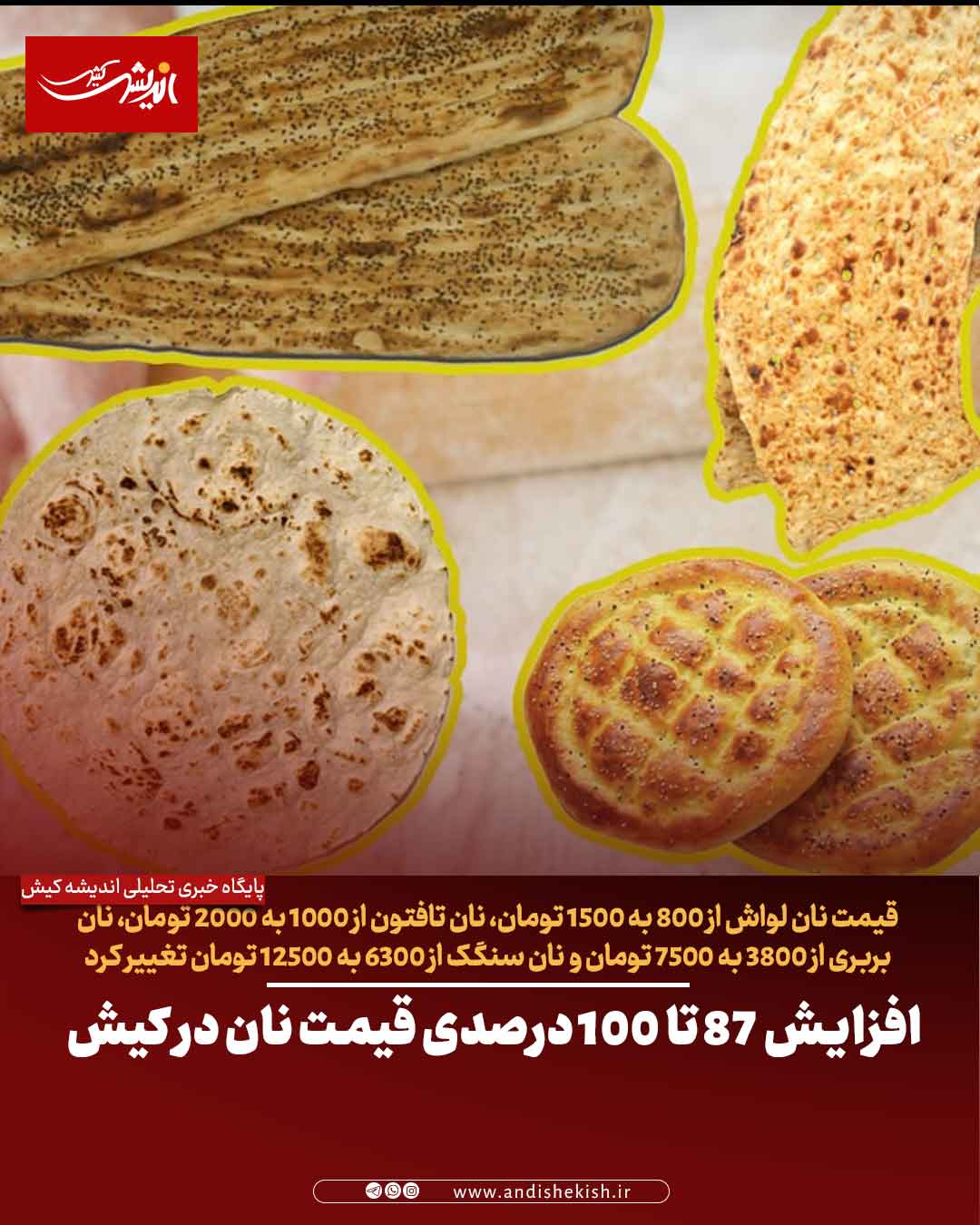 افزایش ۸۷ تا ۱۰۰ درصدی قیمت نان در کیش افزایش ۸۷ تا ۱۰۰ درصدی قیمت نان در کیش