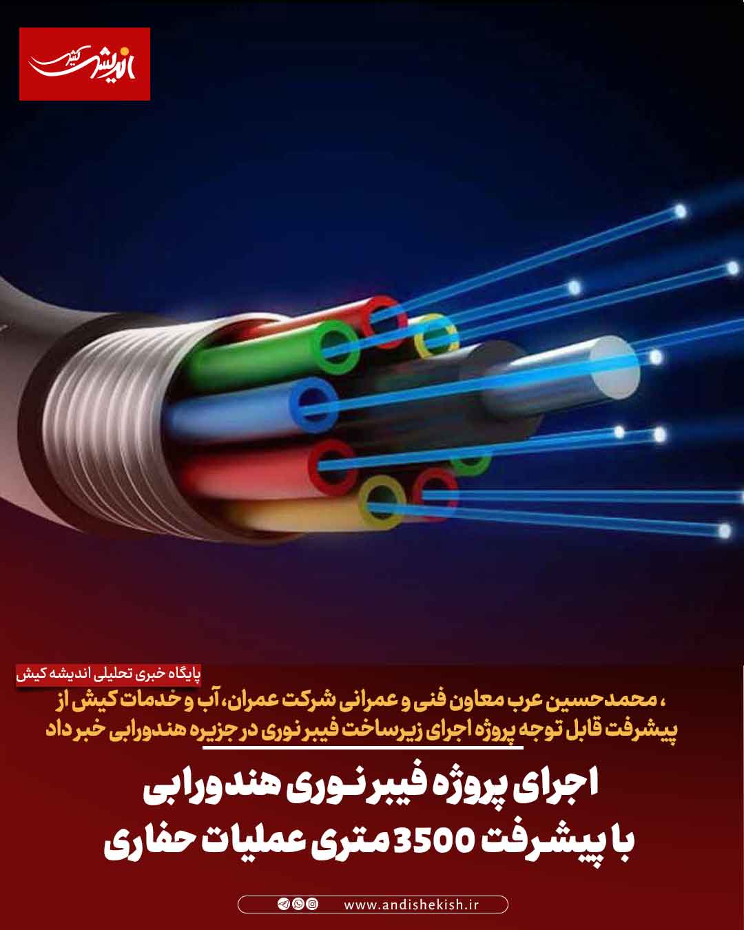 اجرای پروژه فیبر نوری هندورابی با پیشرفت ۳۵۰۰ متری عملیات حفاری