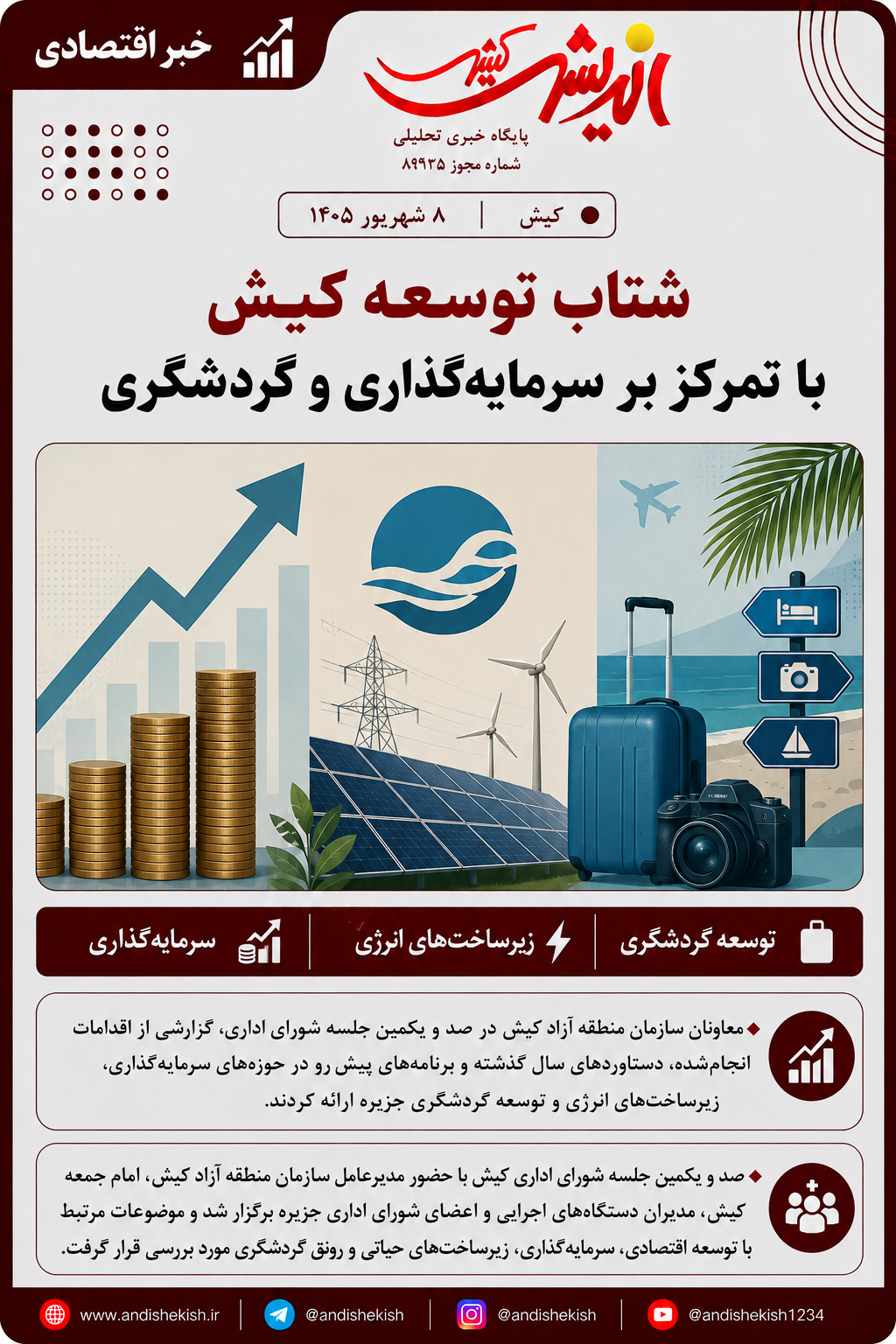 شتاب توسعه کیش با تمرکز بر سرمایه‌گذاری و گردشگری