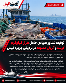توقیف شناور صیادی حامل هزار کیلوگرم کوسه و آبزیان ممنوعه در نزدیکی جزیره کیش توقیف شناور صیادی حامل هزار کیلوگرم کوسه و آبزیان ممنوعه در نزدیکی جزیره کیش
